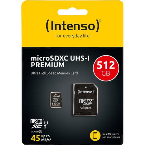 Κάρτα Μνήμης Intenso 512B Micro SD - UHS-I - PREMIUM